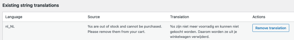 String vertalingen verwijderen